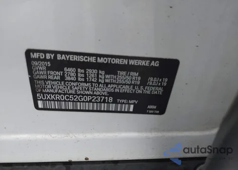 2016 BMW X5 xDrive35I from USA, damaged, VIN 5UXKR0C52G0P23718